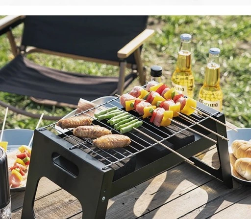 GRILL SKŁADANY TURYSTYCZNY NA KEMPING BBQ PRZENOŚNY WĘGLOWY DO OGRODU BIWAK