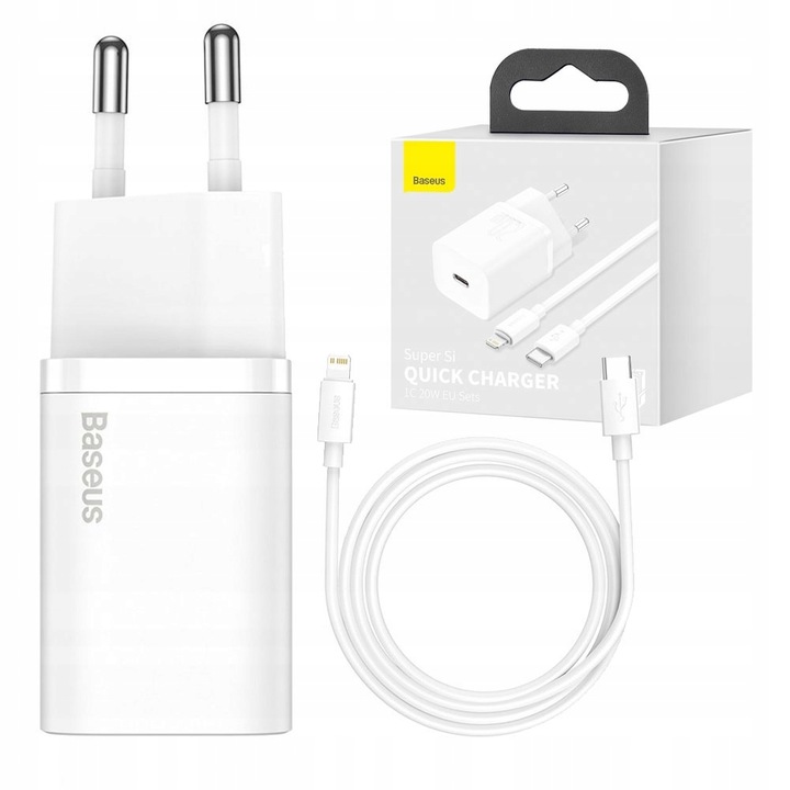 BASEUS SZYBKA ŁADOWARKA SIECIOWA INTELIGENTNA KOSTKA USB C 20W 3A +KABEL IP