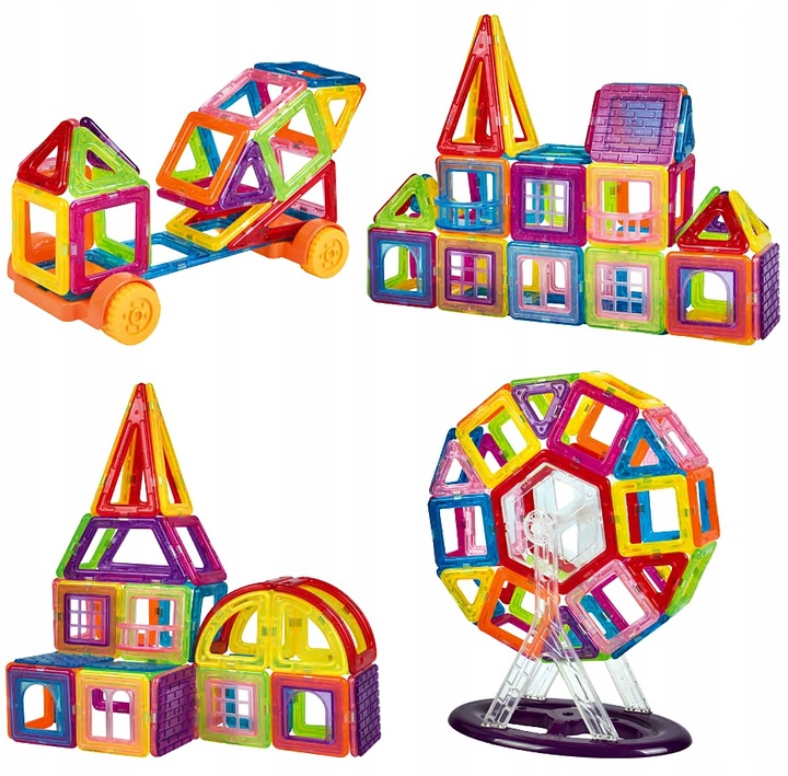 KLOCKI MAGNETYCZNE 3D 128 elm KONSTRUKCYJNE Edukacyjne , GRATISY