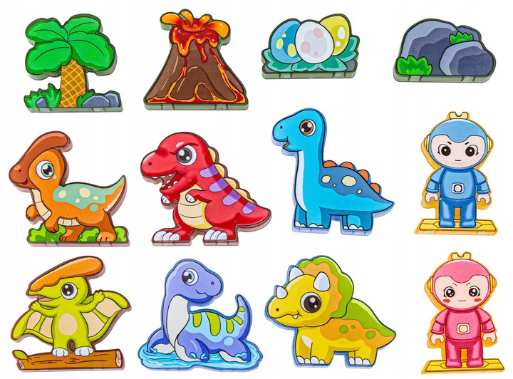 KLOCKI Kafelki KONSTRUKCYJNE MAGNETYCZNE DINOZAURY Zestaw Klocków 116 elem