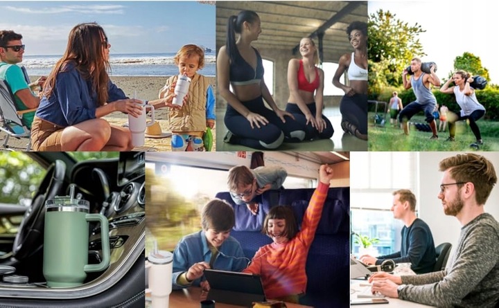 MEGA KUBEK TERMICZNY 1.2L UCHWYT SŁOMKA 2 POKRYWKI SZCZELNY