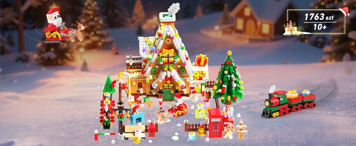 KALENDARZ ADWENTOWY KLOCKI DOMEK Z PIERNIKA CHOINKA MIKOLAJ LED 1763szt 24×