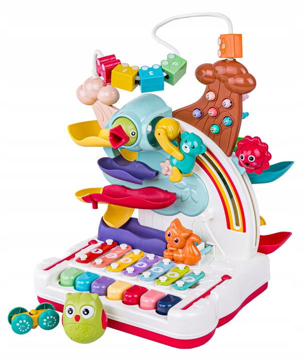 Interaktywny Tor kulkowy GRA MAGNETYCZNA NAKARM PTASZKA CYMBAŁKI PIANINO