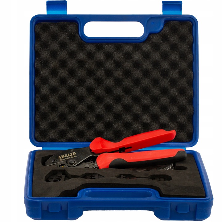 PRASKA Z WYMIENNYMI MATRYCAMI 5 MATRYC ZESTAW ZACISKARKA KONEKTORÓW TULEJEK