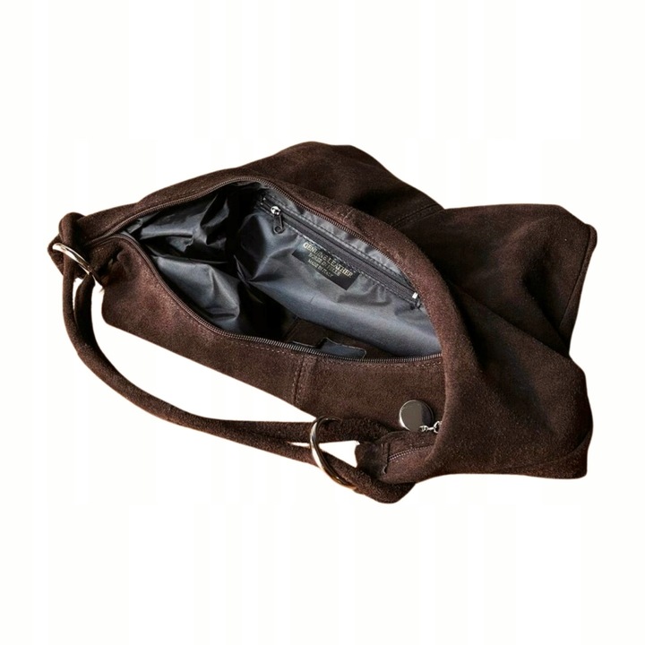 CZEKOLADOWA ZAMSZOWA TOREBKA WOREK BRĄZOWA TOREBKA ZAMSZ Vera Pelle