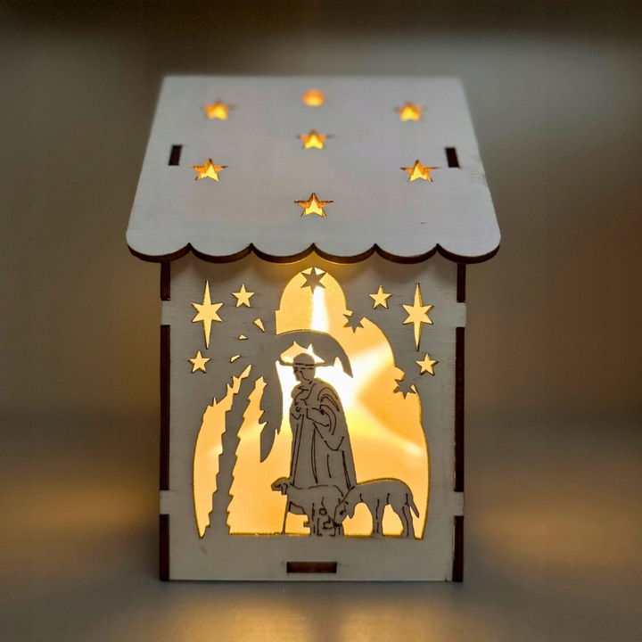 Lampion na Roraty lampion Adwentowy drewniany Lampion + LED Piękne Gwiazdki