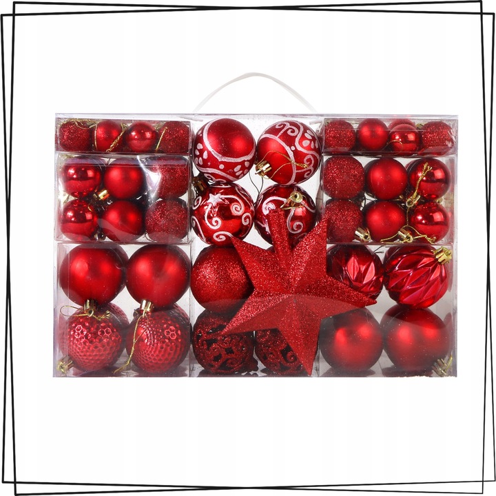 ZESTAW BOMBKI CHOINKOWE PLASTIKOWE CHOINKĘ CZERWONE NIETŁUKĄCE ŚWIĄTECZNE