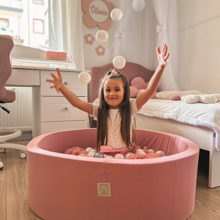 Suchy Basen z Kulkami 90x30 Kojec dla Dzieci Różowy Smart 200 piłek MISIOO
