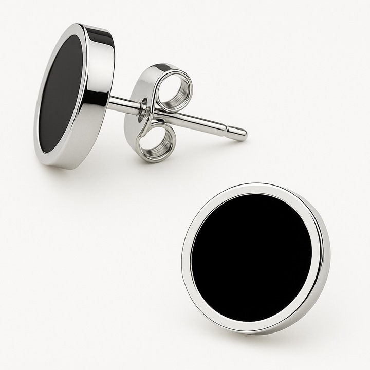 Srebrne kolczyki czarne wkrętki sztyfty stal szlachetna 316 chirurgiczna