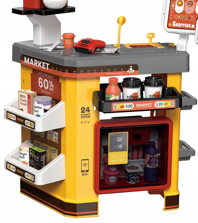 SUPERMARKET SKLEP dla Dzieci PARA Lodówka WIFI KOSZYK OBROTOWA KASA MATADI