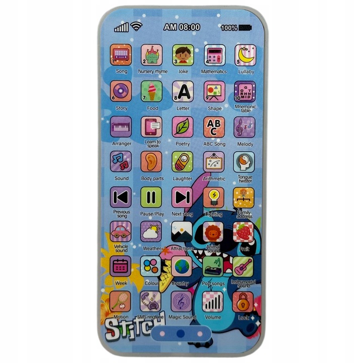 INTERAKTYWNY TELFON STICH DLA DZIECI USB C ŁADOWANY DŹWIĘKI NAUKA ZABAWKOWY