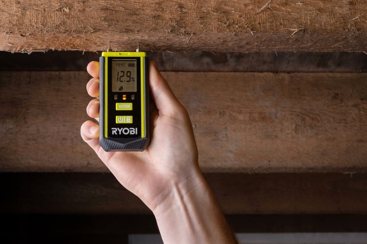 RYOBI MIERNIK WILGOTNOŚCI WILGOTNOŚCIOMIERZ DREWNA BETONU LED RBPINMM1