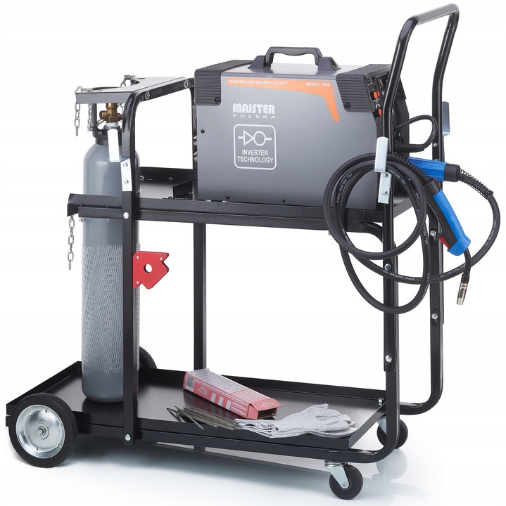 WÓZEK SPAWALNICZY DO SPAWAREK półką butle WÓZEK warsztatowy MMA MIG MP0182