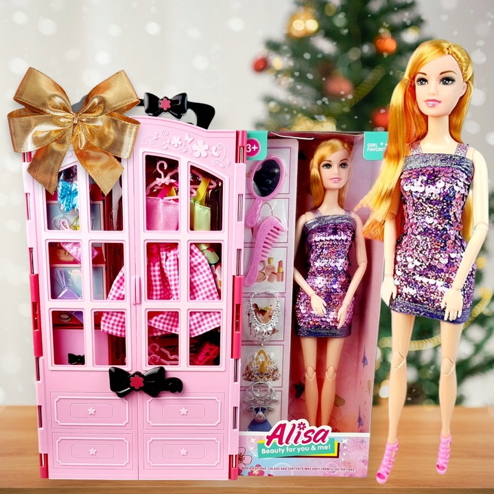 Szafa dla Lalek Garderoba dla Lalek Domek dla Lalek Akcesoria Lalka Różowa