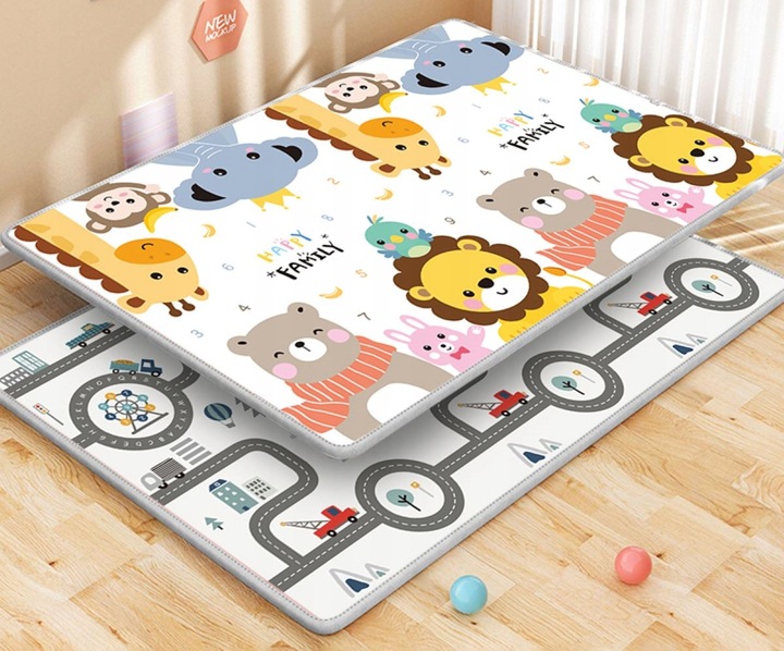 Mata piankowa składana dwustronna duża edukacyjna dla dzieci XPE 180x200 cm