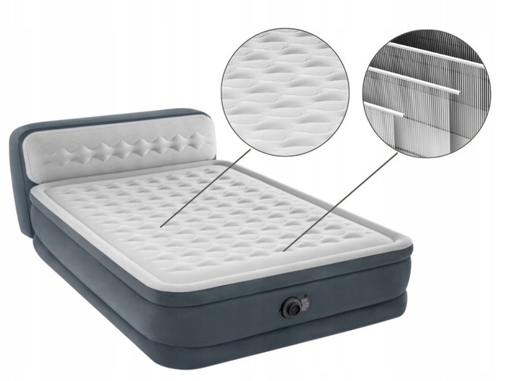 Intex 64448 Materac dwuosobowy 236 x 152 x 46/86 cm z zagłówkiem