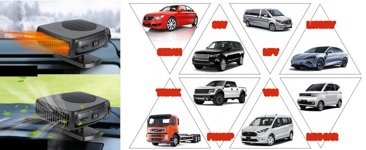 12V 200W PODGRZEWACZ SAMOCHODOWY PRZENOŚNY TERMOWENTYLATOR SAMOCHODOWY