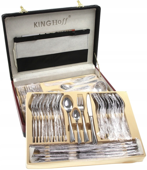 ZESTAW SZTUĆCE KOMPLET WALIZKA POŁYSK 72 KINGHOFF