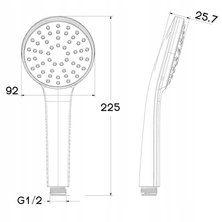 SŁUCHAWKA PRYSZNICOWA stylowa ECOVAND SIMPIO OSZCZĘDNA -65% WODY 5.7 L/MIN