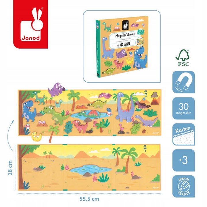 Magnetyczna Układanka Dinozaury Magneti'stories 3+ Janod