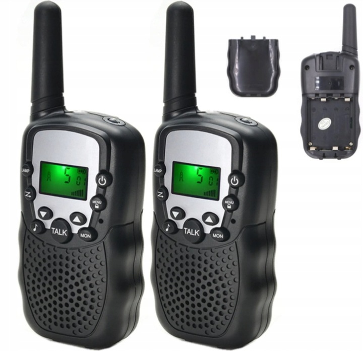 WALKIE TALKIE DLA DZIECI KRÓTKOFALÓWKA 2 SZT. ZASIĘG 3KM LATARKA CZARNE
