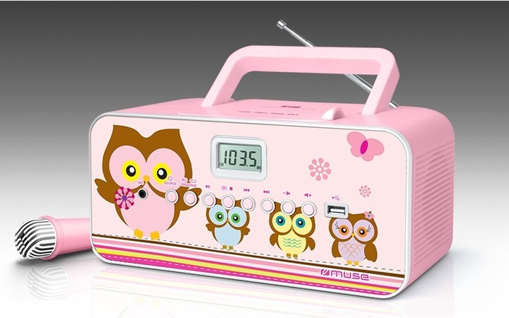 RADIOODTWARZACZ Z MIKROFONEM DLA DZIECI DZIEWCZYNKI CD USB MUSE M-29 KP