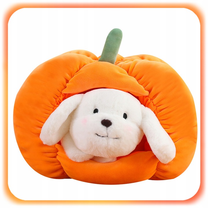 MASKOTKA PIESEK W DOMKU Z DYNI Pluszowy Pies PLUSZAK 2w1 dla dzieci 25 cm