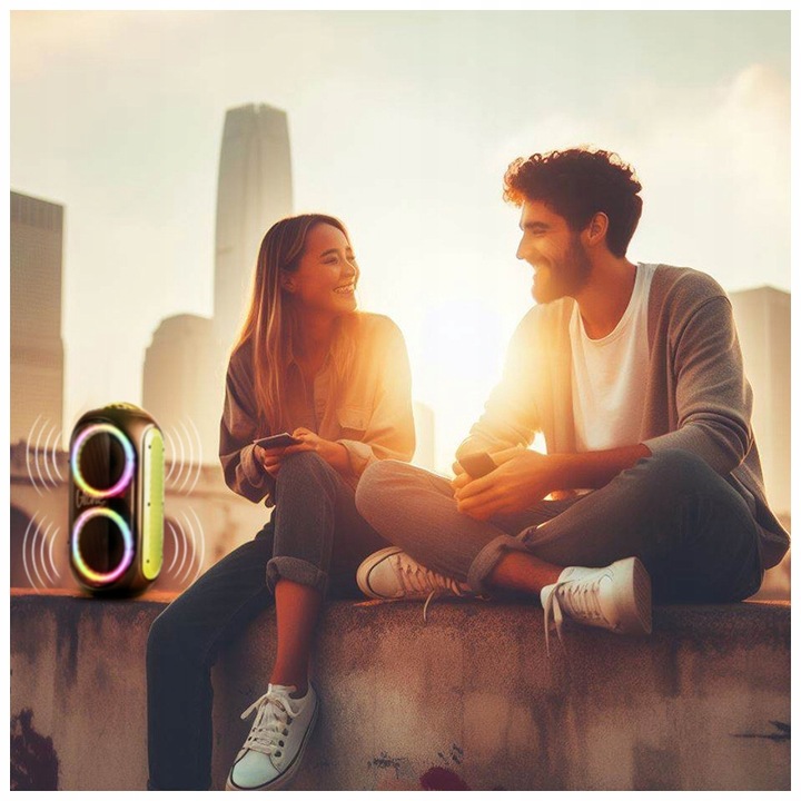 GŁOŚNIK BLUETOOTH USB SD FM AUX PRZENOŚNA KOLUMNA BOOMBOX KARAOKE MIKROFON