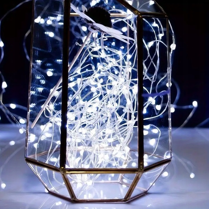 4szt X LAMPKI LED DRUCIKI 5 M 50 LED NA BATERIE MIKRO ŚWIATEŁKA ZIMNY BIAŁY