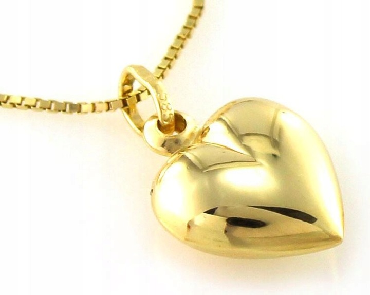 Złota zawieszka 333 subtelne gładkie serduszko 8K na łańcuszek wisior serce