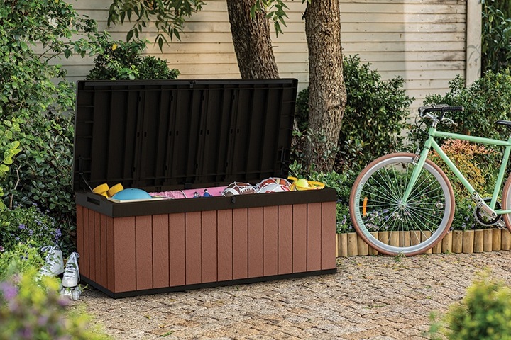 Skrzynia balkonowa ogrodowa DARWIN BOX pojemna 380L Brąz na balkon