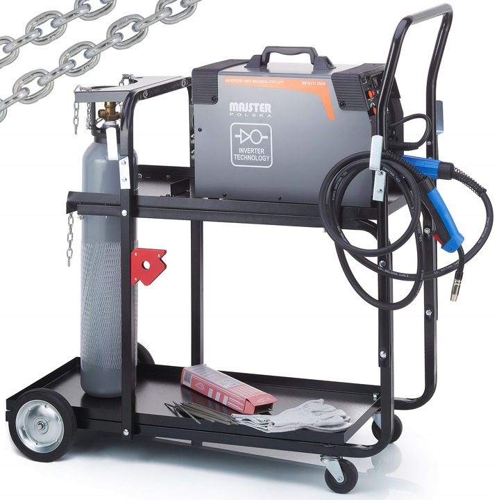 WÓZEK SPAWALNICZY DO SPAWAREK półką butle WÓZEK warsztatowy MMA MIG MP0182