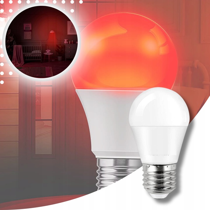 ŻARÓWKA LED E27 CZERWONA ŻARÓWKI LED OZDOBNA DEKORACYJNA ZDROWY SEN