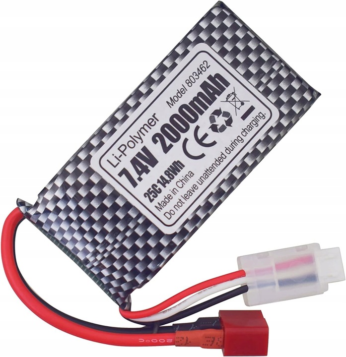 2 szt. Baterie LiPo 7.4 V 2000 mAh wtyczka T do modeli RC 9200, 9200E, 200E