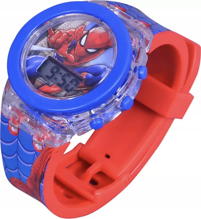 zegarek dziecięcy SPIDERMAN dla chłopca dzieci LEDowy świeci + BRELOK duży