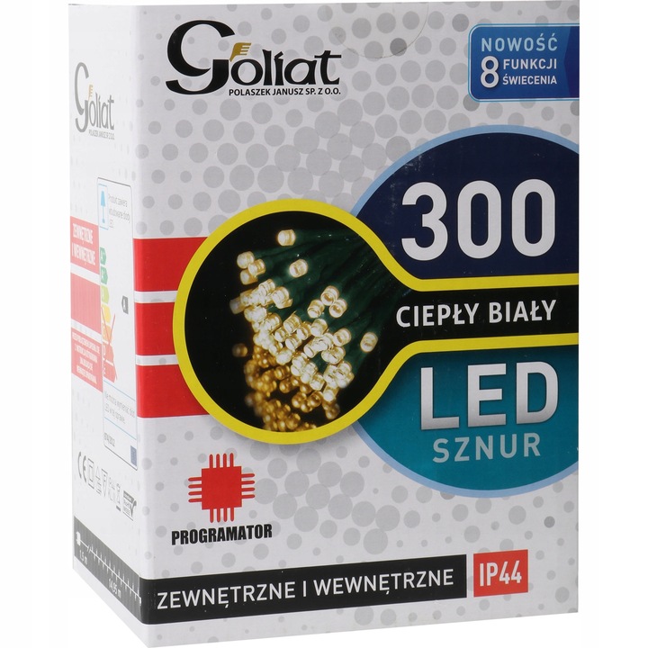 LAMPKI NA CHOINKĘ choinkowe 300 LED PROGRAMATOR zewnętrzne ciepłe białe