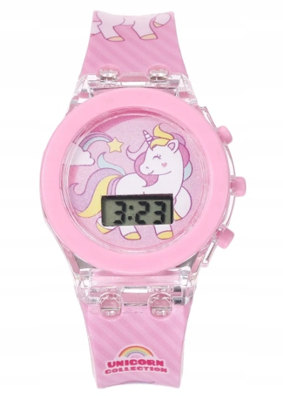 ZEGAREK ELEKTRONICZNY LED BRANSOLETKA DLA DZIEWCZYNKI JEDNOROŻEC