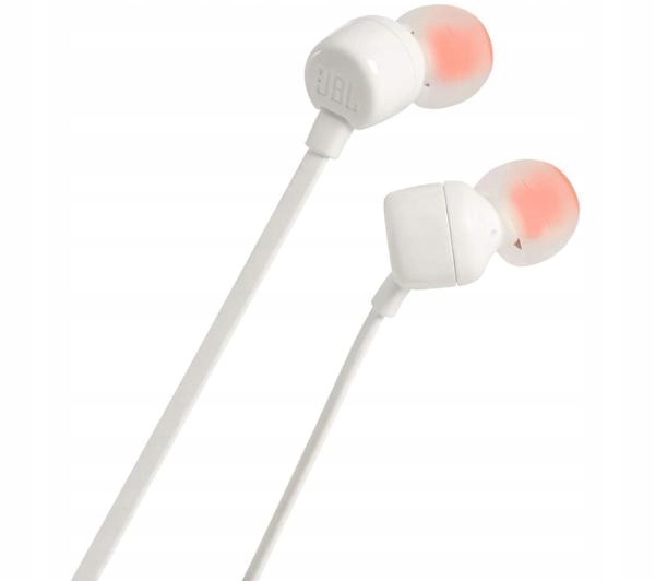 Słuchawki przewodowe JBL T110 Pure Bass Mikrofon Białe dokanałowe