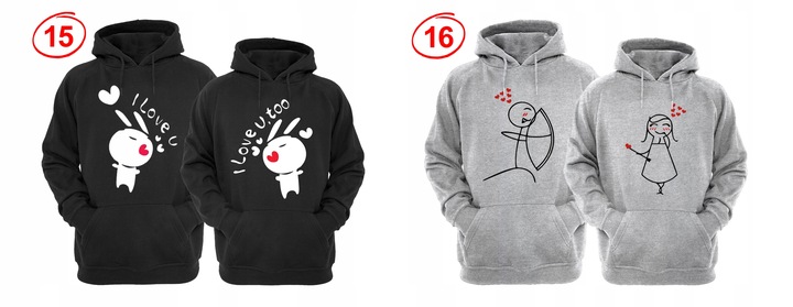 ZESTAW DWÓCH BLUZ Z KAPTUREM DLA ZAKOCHANYCH PAR