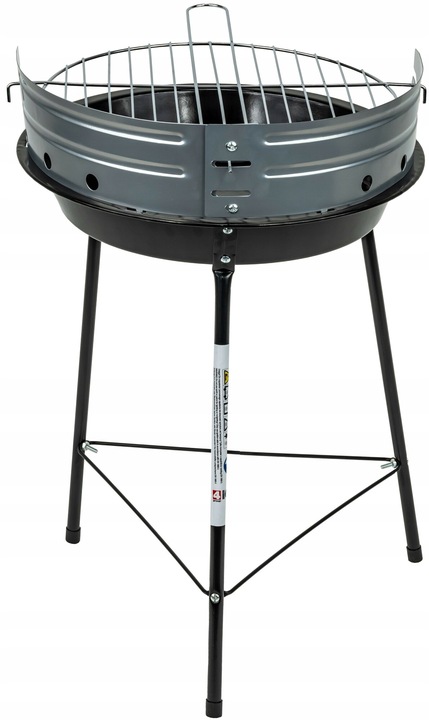 GRILL WĘGLOWY OGRODOWY Rino Garden GW-RH-O Chromowany Ruszt Okrągły Stalowy