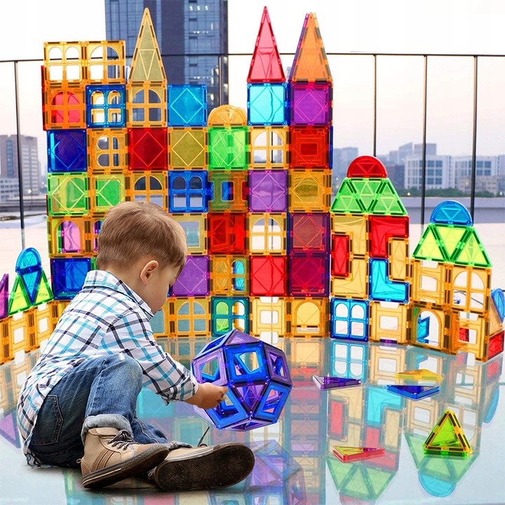 KLOCKI MAGNETYCZNE KONSTRUKCYJNE DUŻE PANELE EDUKACYJNE 3D DLA DZIECI 149EL