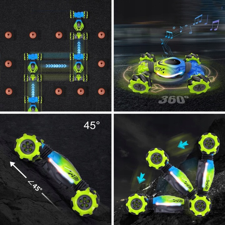 Czujnik gestów RC samochód kaskaderski z lekką muzyką, pilotem Samochody