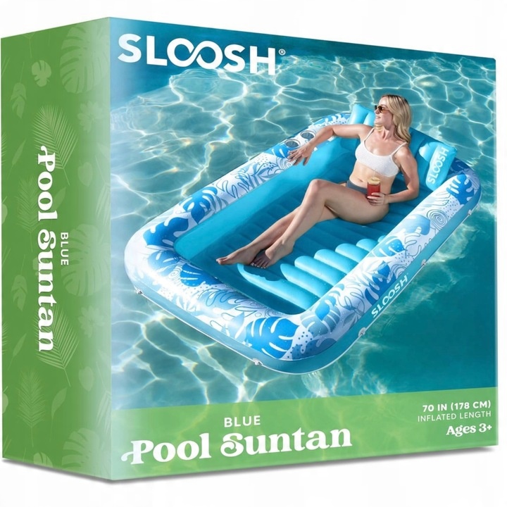 MATERAC PŁYWAK PŁYWANIA NADMUCHIWANY LEŻAK OPALANIA Z PODUSZKĄ DO WODY 4W1!