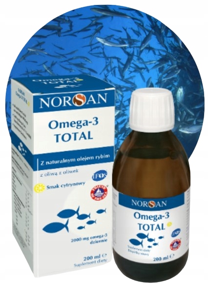 NORSAN OMEGA-3 TOTAL smak cytrynowy płyn OLEJ RYBI WITAMINA D 200 ml