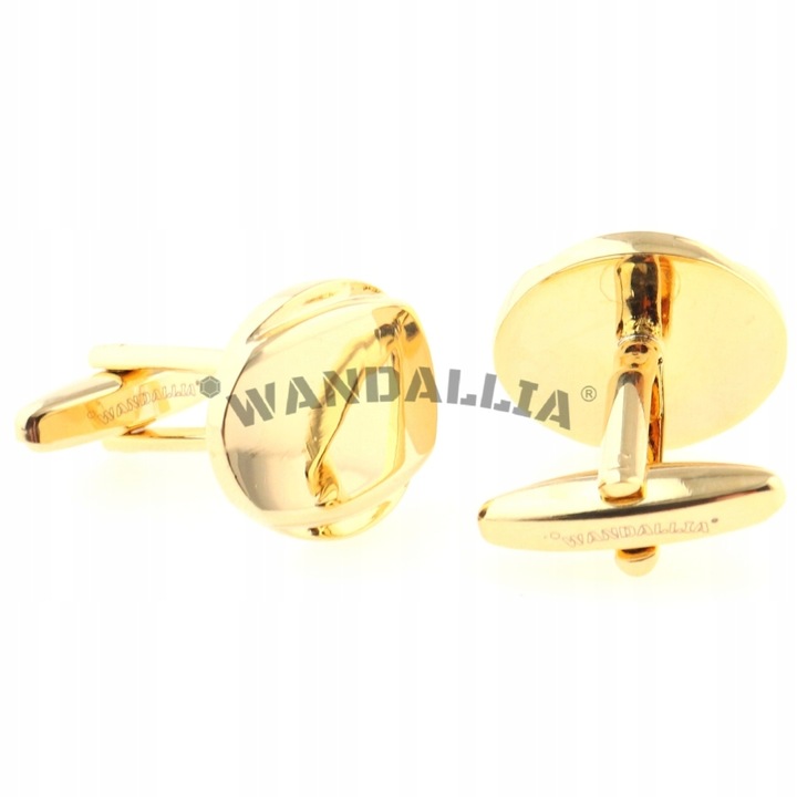 WANDALLIA Spinki do mankietów SP-MN-699 Owalne Złote Klasyczne Męskie