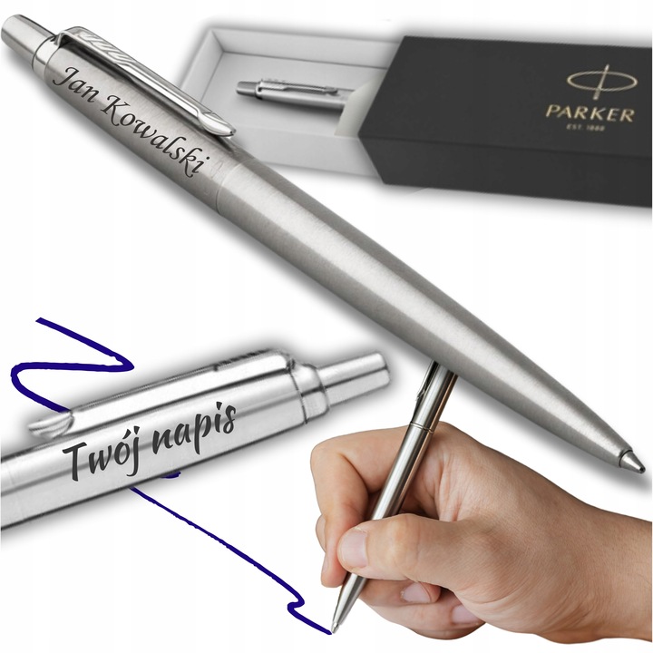 Długopis Z GRAWEREM CIEMNY CZYTELNY TRWAŁY Parker Jotter Własny Napis Logo