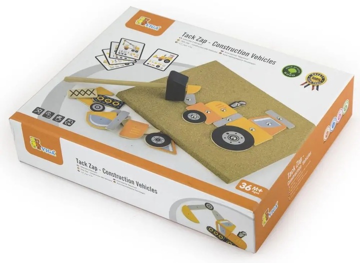 Drewniana Przybijanka Pojazdy budowlane 45 elementów Montessori VIGA