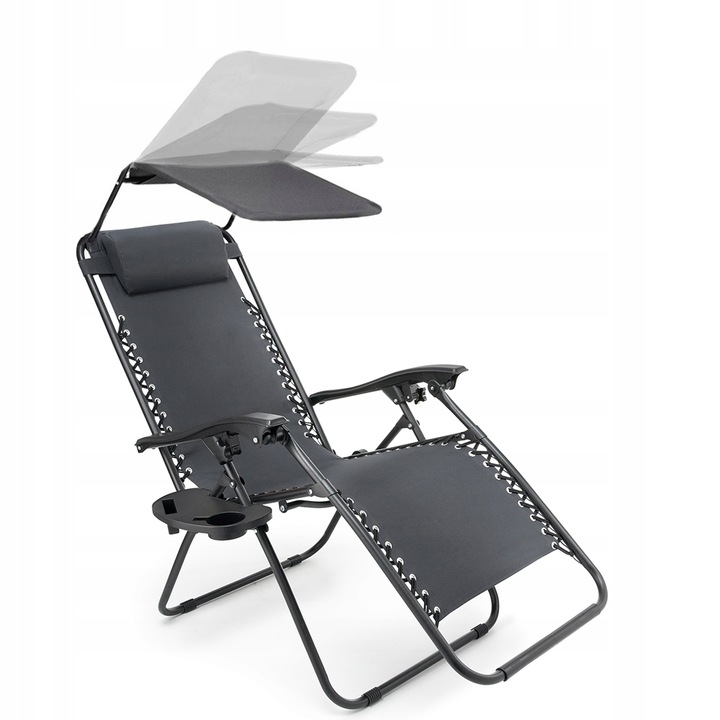 LEŻAK Z DASZKIEM SKŁADANY ZERO GRAVITY PLAŻOWY 2W1 FOTEL OGRODOWY GRATIS-