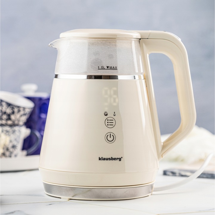 Czajnik elektryczny szklany LED 1L programy temperatury Panel Dotykowy LED