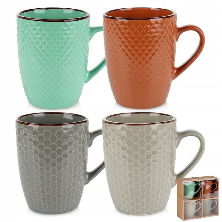 4x Duży KUBEK do napojów kawy herbaty zestaw prezentowy komplet kubków